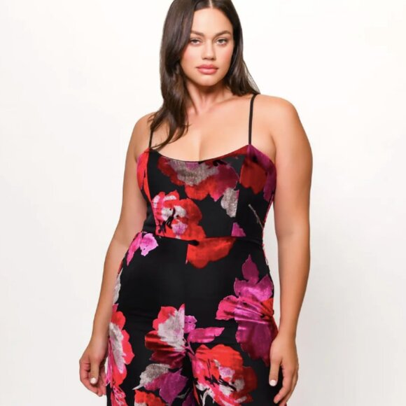 New! Anthropologie Hutch Nalini Floral Velvet Burnout Jumpsuit Women's Size 16W - Picture 3 of 10